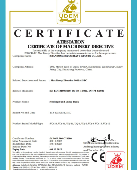UNDERGROUD DUMP TRUCK CE CERTIFICATION